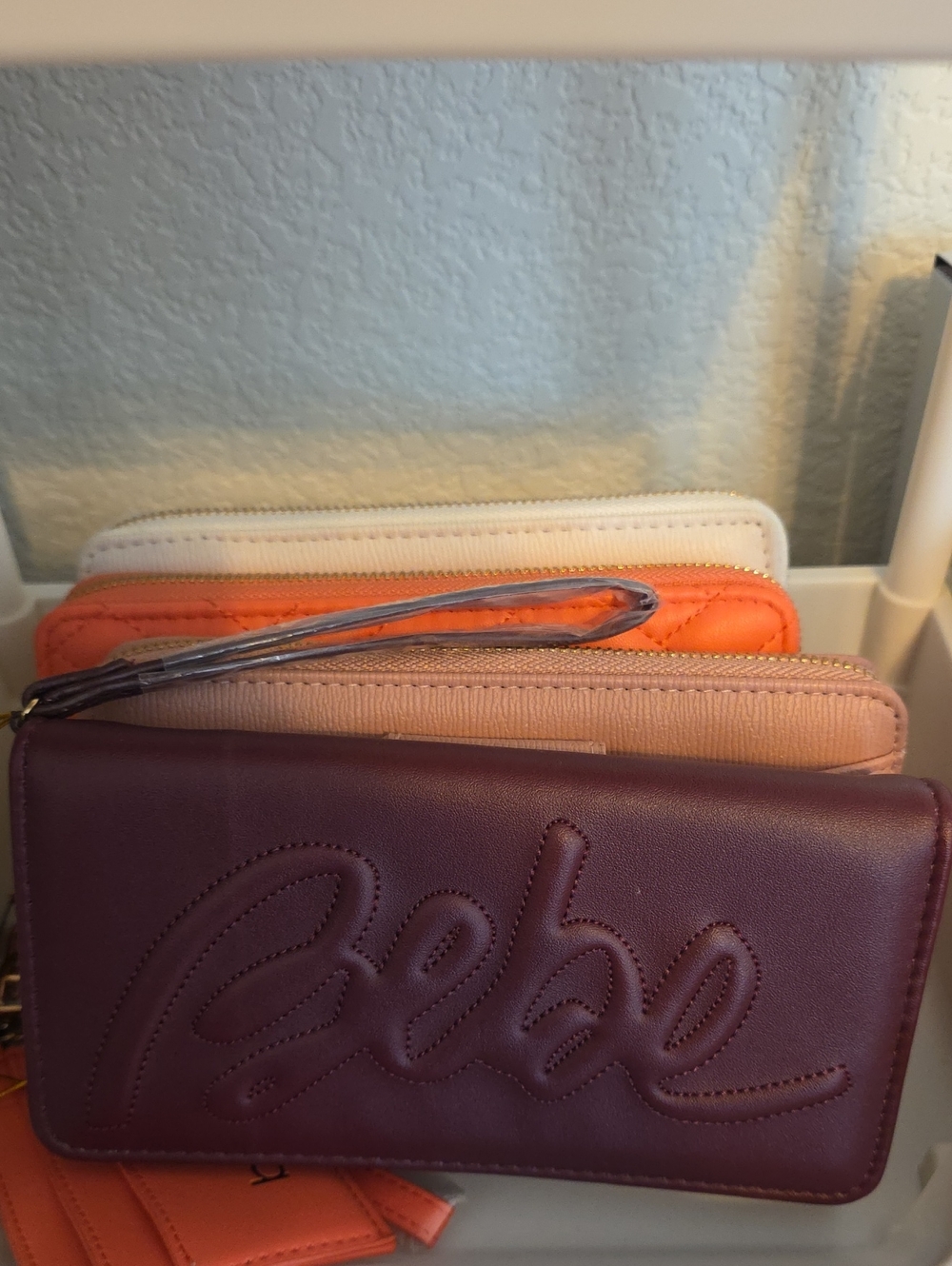 bebe Quilted Signature Zip Wallet - Plum